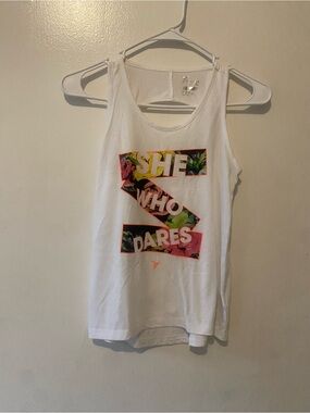 Old Navy White Active Tank Top with Silver Logo